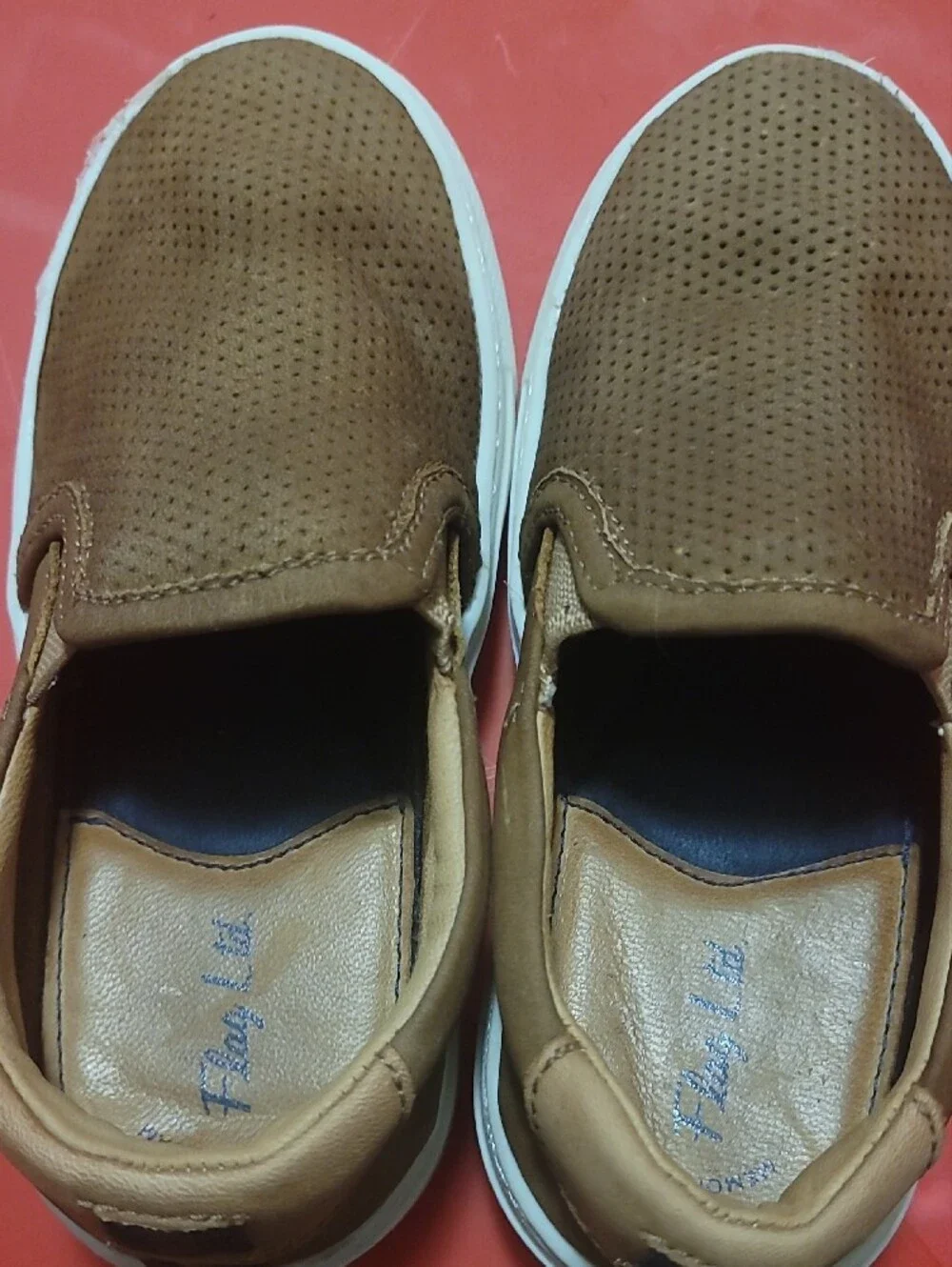 tan perforated sneakers Flag Ltd